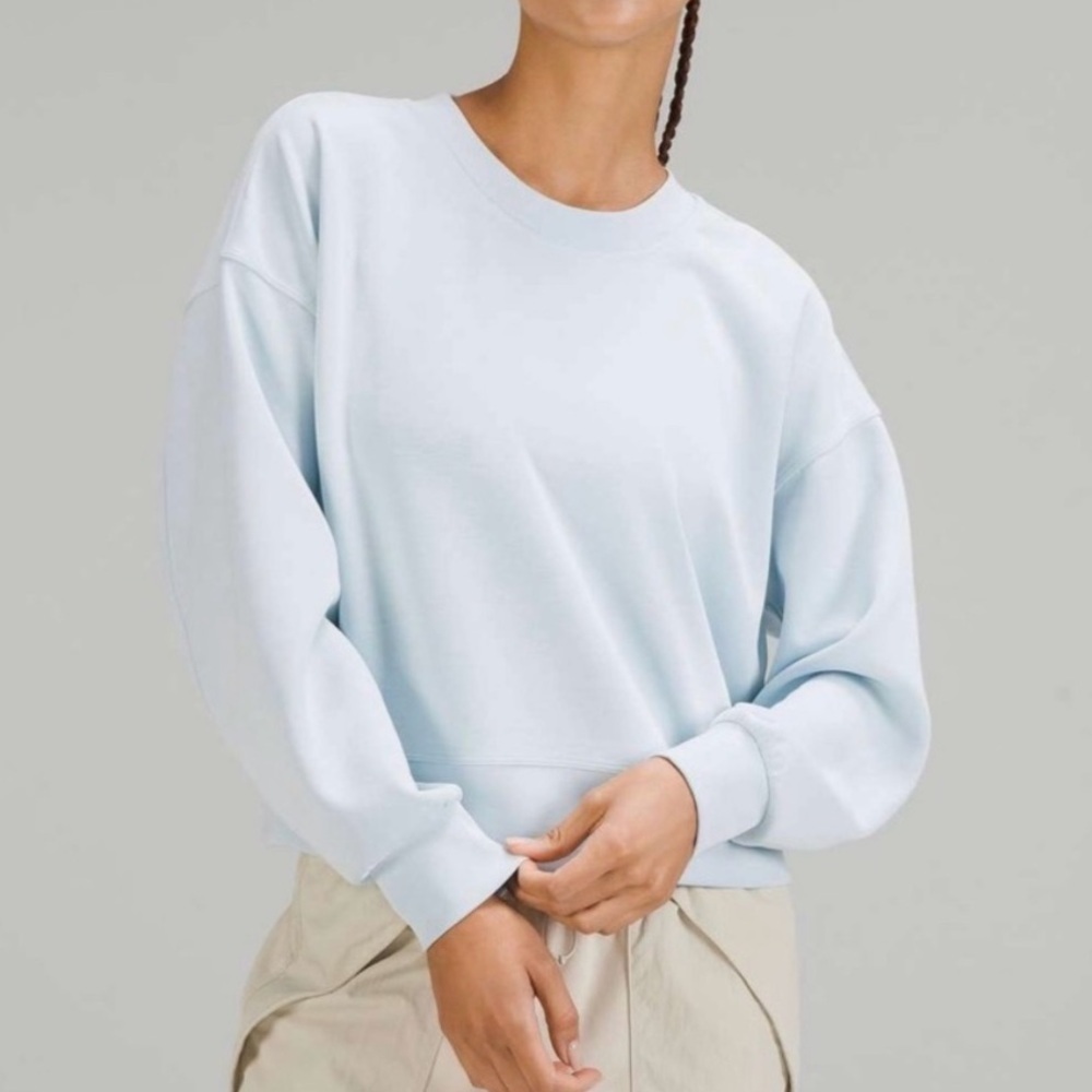 lululemon soft stream perfectly oversized cropped crew neck powder blue